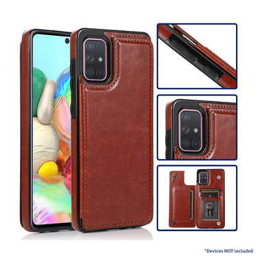 Samsung Galaxy A71 5G Compatible Case Cover With Leather Wallet - Rose Gold